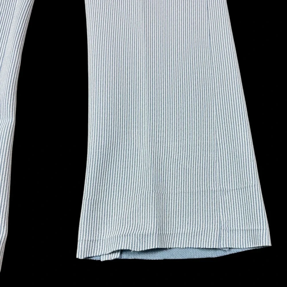 Vintage 60s 70s Talon Zipper Blue/White Seersucker Pants Men's 33x27.75 FLAWS‎